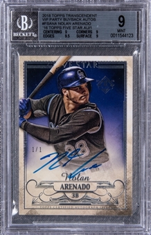 2018 Topps Transcendent VIP Party Buyback Autos 16 Topps Five Star #FSANA Nolan Arenado Signed Card (#1/1) - BGS MINT 9/BGS 10
